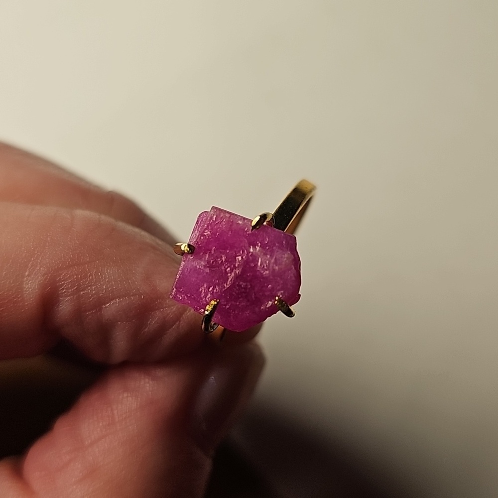 Raw Trapiche Ruby Crystal Ring - image 1